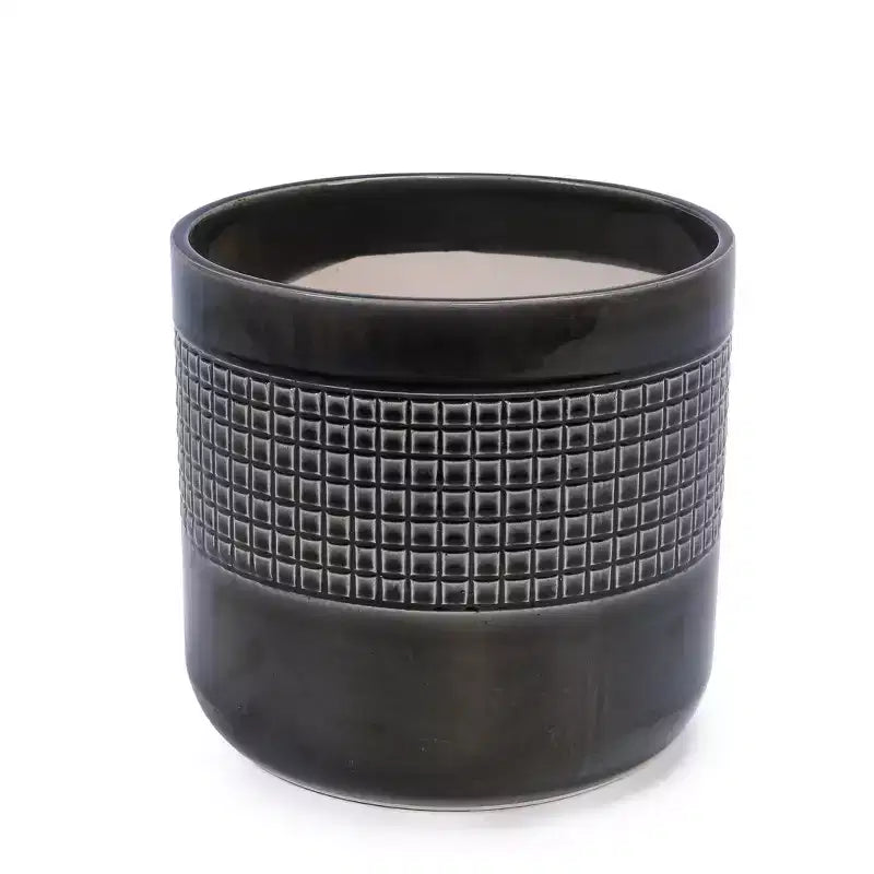 MAYEERTY Pot de Fleurs en Céramique 3 Pièces Jardinière Moderne Noire pour Patio Jardin et Rebords de Fenêtre