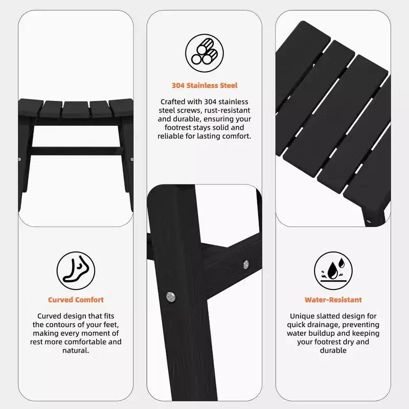 Hyleory HDPE Ottoman portable, tabouret d'extérieur ergonomique incurvé
