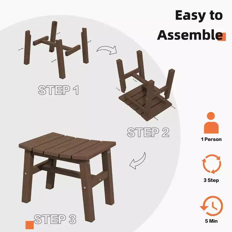 Hyleory HDPE Ottoman portable, tabouret d'extérieur ergonomique incurvé