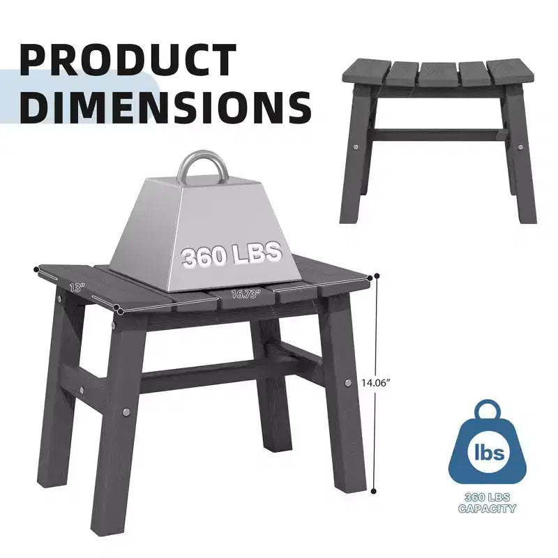 Hyleory HDPE Ottoman portable, tabouret d'extérieur ergonomique incurvé
