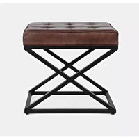 Jofran, pouf en cuir véritable vieilli Global Archive - Dark Sienna