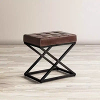 Jofran, pouf en cuir véritable vieilli Global Archive - Dark Sienna