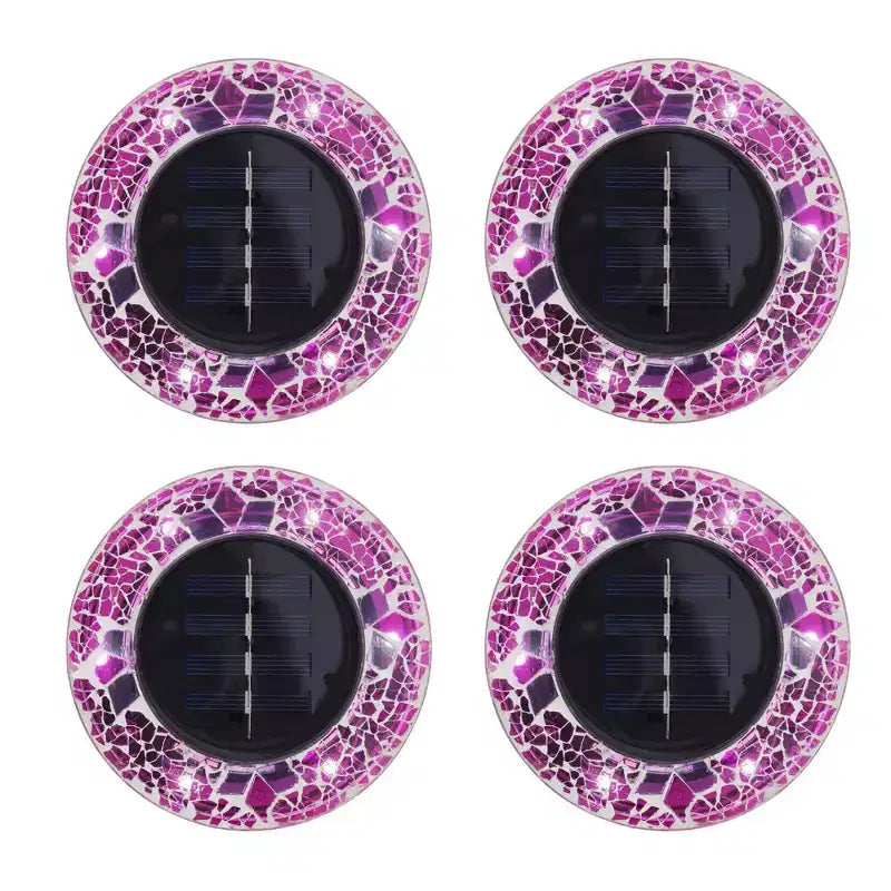 Bell + Howell 6 lampes LED rondes à disque en mosaïque à energie solaire avec marche/arrêt automatique