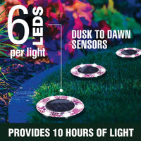 Bell + Howell 6 lampes LED rondes à disque en mosaïque à energie solaire avec marche/arrêt automatique