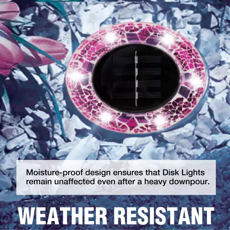 Bell + Howell 6 lampes LED rondes à disque en mosaïque à energie solaire avec marche/arrêt automatique