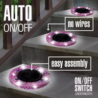 Bell + Howell 6 lampes LED rondes à disque en mosaïque à energie solaire avec marche/arrêt automatique
