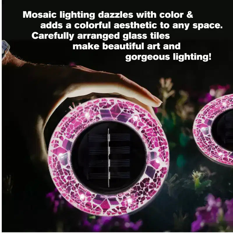 Bell + Howell 6 lampes LED rondes à disque en mosaïque à energie solaire avec marche/arrêt automatique