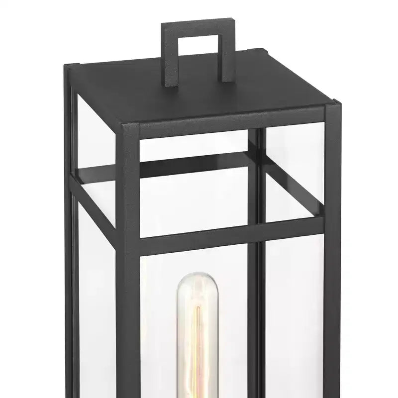 John Timberland San Lucas Lampadaire d'extérieur moderne sur poteau 21 3/4 de haut, pour porche, maison, extérieur, résistant aux intempéries, métal noir sable, abat-jour en verre transparent