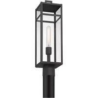 John Timberland San Lucas Lampadaire d'extérieur moderne sur poteau 21 3/4 de haut, pour porche, maison, extérieur, résistant aux intempéries, métal noir sable, abat-jour en verre transparent