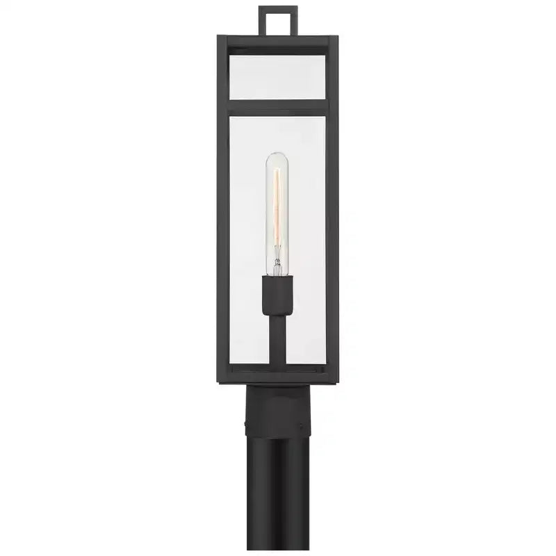 John Timberland San Lucas Lampadaire d'extérieur moderne sur poteau 21 3/4 de haut, pour porche, maison, extérieur, résistant aux intempéries, métal noir sable, abat-jour en verre transparent