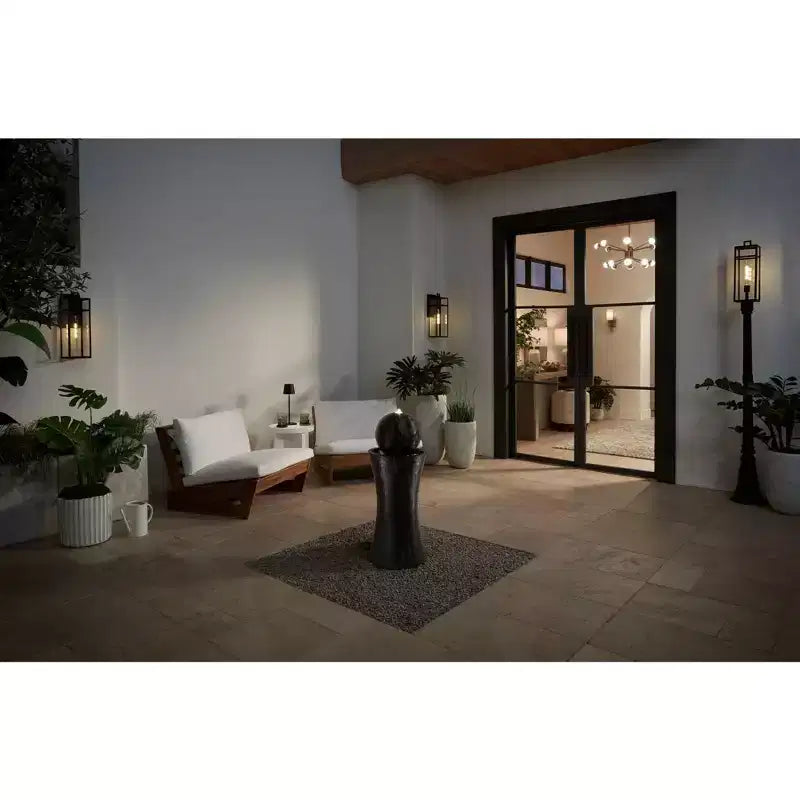 John Timberland San Lucas Lampadaire d'extérieur moderne sur poteau 21 3/4 de haut, pour porche, maison, extérieur, résistant aux intempéries, métal noir sable, abat-jour en verre transparent