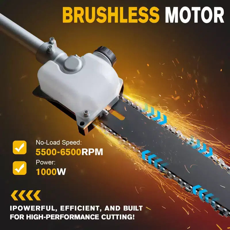 Taille-haie et élagueuse sur perche sans fil 4-en-1, double batterie 20V, sans balais