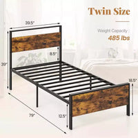 Costway - Cadre de lit taille Twin / Full / Queen / King avec tête et pied de lit en bois et rangement sous le lit