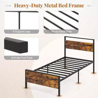 Costway - Cadre de lit taille Twin / Full / Queen / King avec tête et pied de lit en bois et rangement sous le lit