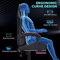Fauteuil de massage et de jeu extra-large Hoffree, Fauteuil de bureau ergonomique pour PC avec repose-pieds et réglable