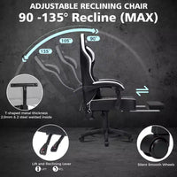 Chaise gaming de massage Hoffree en cuir, chaise de bureau PC ergonomique avec repose-pieds et réglable