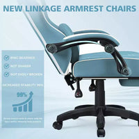 Chaise gaming de massage Hoffree en cuir, chaise de bureau PC ergonomique avec repose-pieds et réglable
