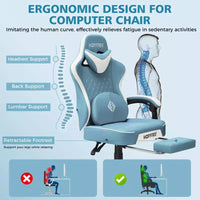 Chaise gaming de massage Hoffree en cuir, chaise de bureau PC ergonomique avec repose-pieds et réglable