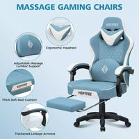 Chaise gaming de massage Hoffree en cuir, chaise de bureau PC ergonomique avec repose-pieds et réglable
