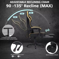 Chaise gaming de massage Hoffree en cuir, chaise de bureau PC ergonomique avec repose-pieds et réglable