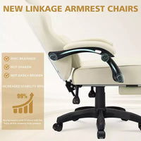 Chaise gaming de massage Hoffree en cuir, chaise de bureau PC ergonomique avec repose-pieds et réglable