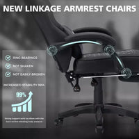 Chaise gaming de massage Hoffree en cuir, chaise de bureau PC ergonomique avec repose-pieds et réglable
