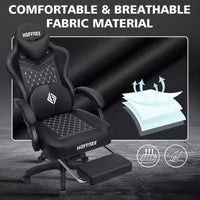 Chaise gaming de massage Hoffree en cuir, chaise de bureau PC ergonomique avec repose-pieds et réglable