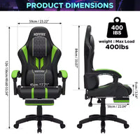 Chaise de jeu massante extra large Hoffree, chaise de bureau PC ergonomique avec haut-parleur Bluetooth et lumière RVB