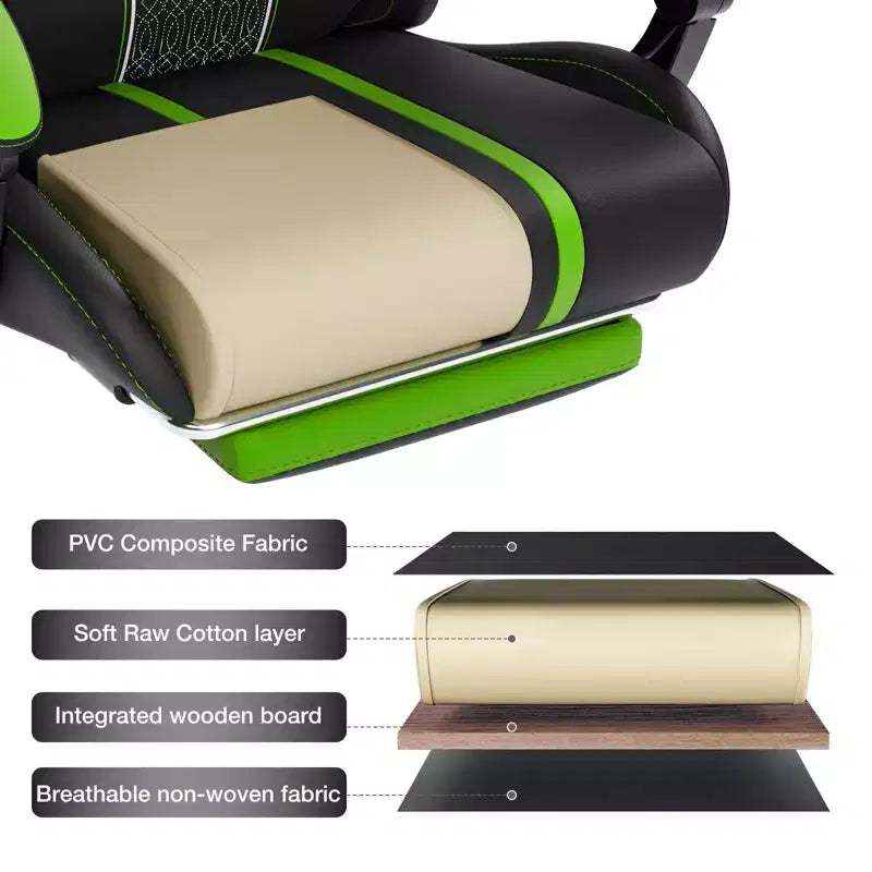 Chaise de jeu massante extra large Hoffree, chaise de bureau PC ergonomique avec haut-parleur Bluetooth et lumière RVB