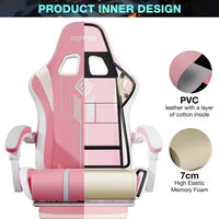 Chaise de jeu massante extra large Hoffree, chaise de bureau PC ergonomique avec haut-parleur Bluetooth et lumière RVB