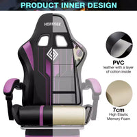 Chaise de jeu massante extra large Hoffree, chaise de bureau PC ergonomique avec haut-parleur Bluetooth et lumière RVB