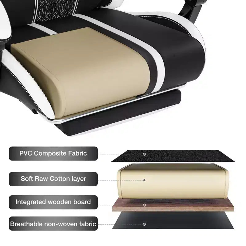 Chaise de jeu massante extra large Hoffree, chaise de bureau PC ergonomique avec haut-parleur Bluetooth et lumière RVB