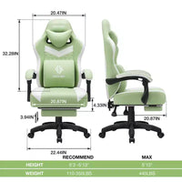Chaise de jeu massante Hoffree en tissu respirant Chaise de bureau PC ergonomique avec repose-pieds et réglable