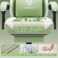 Chaise de jeu massante Hoffree en tissu respirant Chaise de bureau PC ergonomique avec repose-pieds et réglable