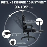 Chaise de jeu massante Hoffree en tissu respirant Chaise de bureau PC ergonomique avec repose-pieds et réglable