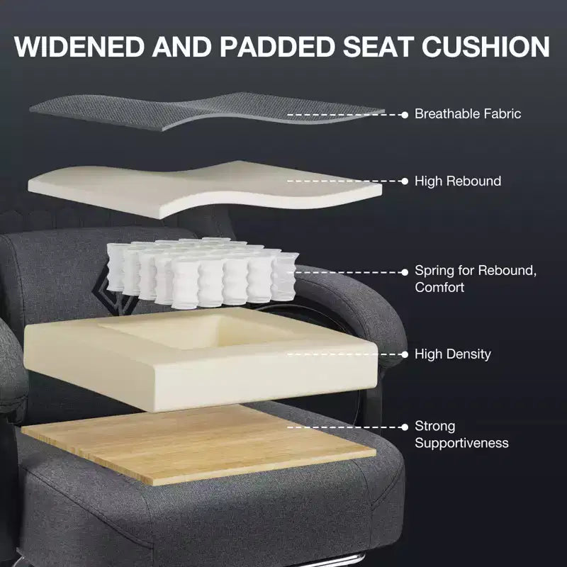 Chaise gaming de massage Hoffree en tissu respirant, chaise de bureau PC ergonomique avec haut-parleur Bluetooth et repose-pieds