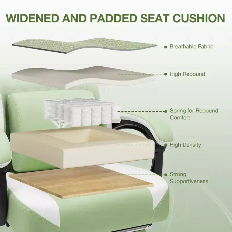 Chaise gaming de massage Hoffree en tissu respirant, chaise de bureau PC ergonomique avec haut-parleur Bluetooth et repose-pieds