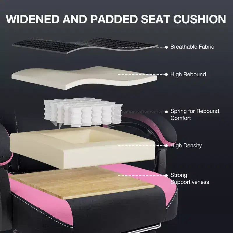 Chaise gaming de massage Hoffree en tissu respirant, chaise de bureau PC ergonomique avec haut-parleur Bluetooth et repose-pieds