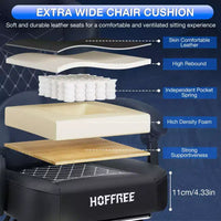 Chaise gaming de massage Hoffree en cuir, chaise de bureau PC ergonomique avec haut-parleur Bluetooth et repose-pieds