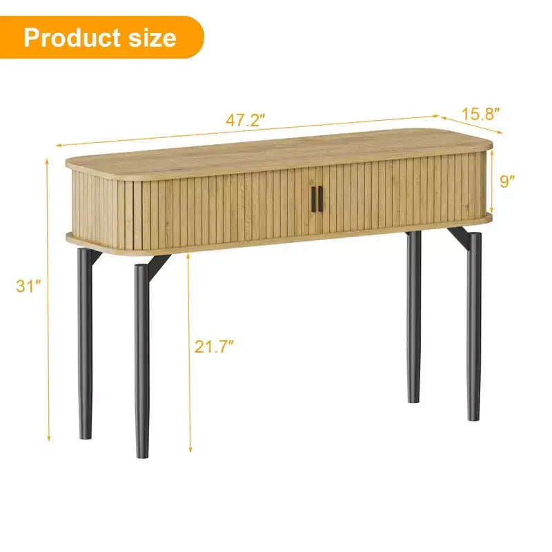 Console avec rangement, table de canapé en bois avec porte coulissante, table d'entrée pour salon, canapé, couloir, hall d'entrée