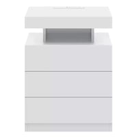 Hommpa Table de chevet LED moderne avec 3 tiroirs et station de recharge sans fil