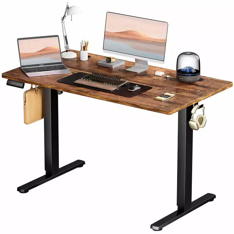 Bureau ergonomique réglable en hauteur avec support en T en métal Postes de travail informatiques modernes