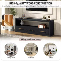 Meuble TV 74 W, console TV, armoire de rangement, centre de divertissement, buffet avec 3 tiroirs et étagère ouverte, marron/noir/gris - Christopher Knight Home