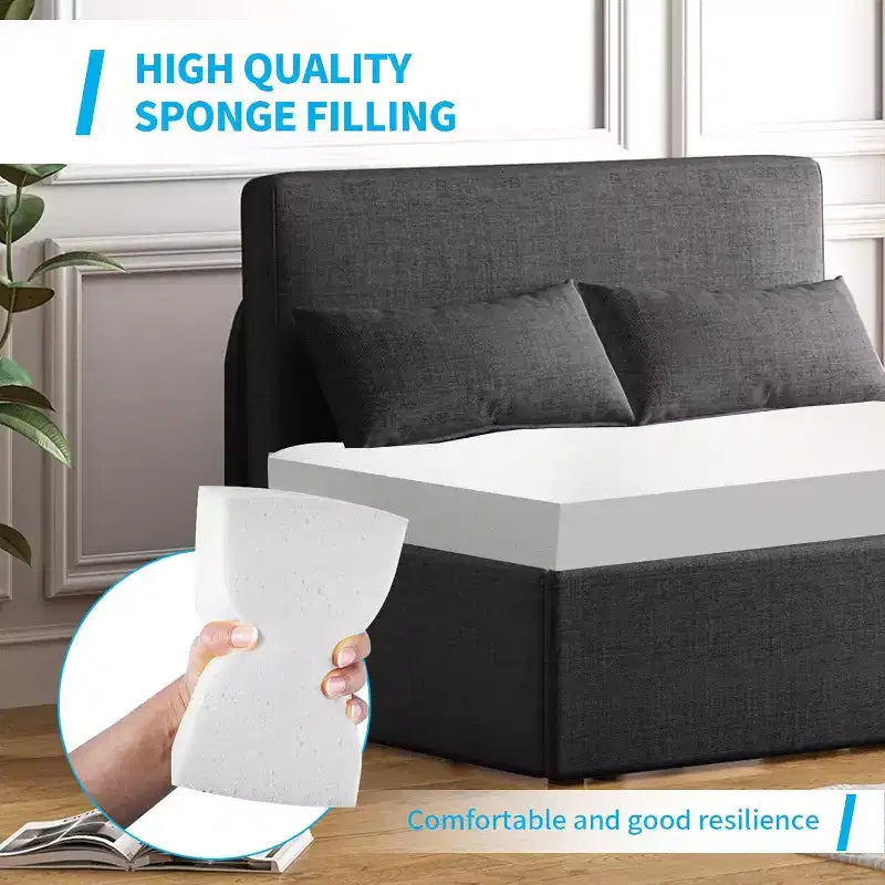 Canapé-lit Mjkone format simple, causeuse convertible 2 en 1 en lin avec coussins