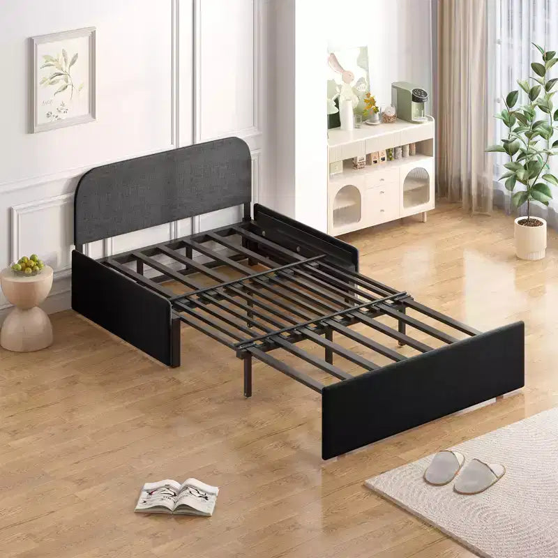 Canapé-lit Mjkone format simple, causeuse convertible 2 en 1 en lin avec coussins