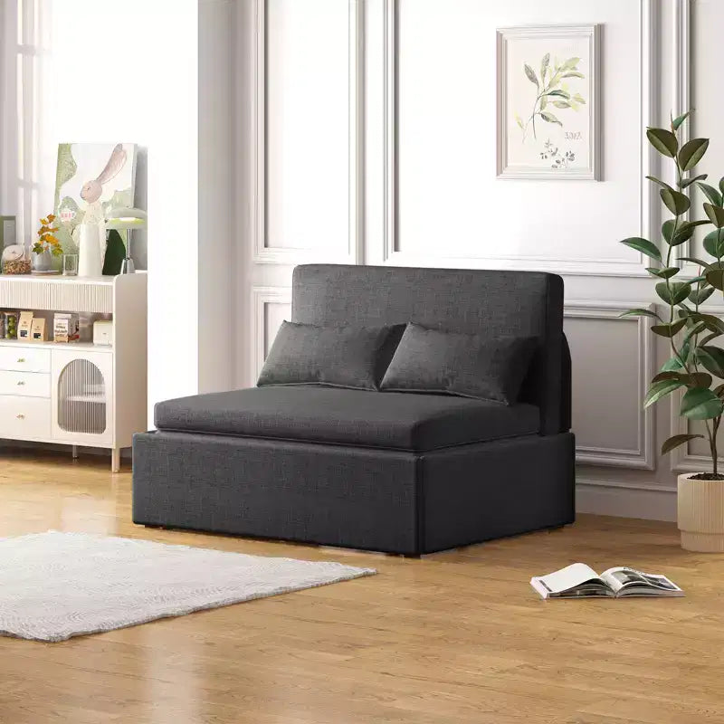 Canapé-lit Mjkone format simple, causeuse convertible 2 en 1 en lin avec coussins