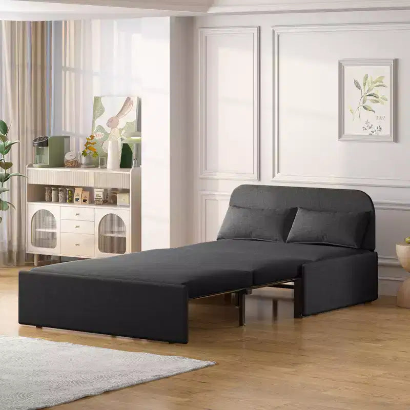 Canapé-lit Mjkone format simple, causeuse convertible 2 en 1 en lin avec coussins