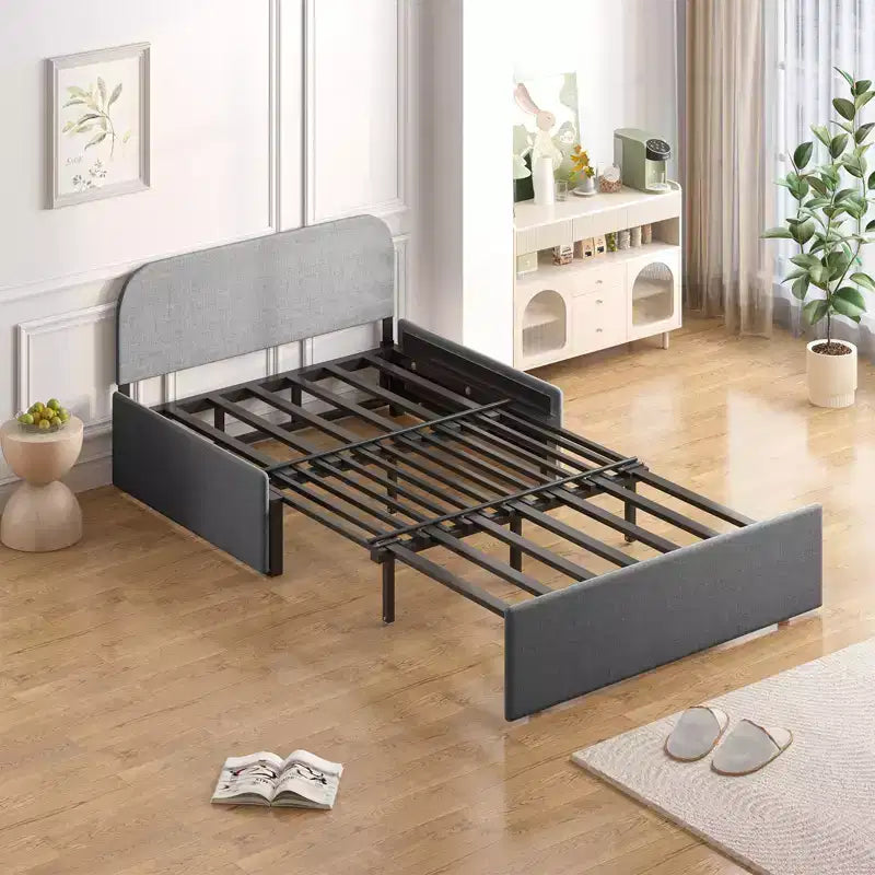 Canapé-lit Mjkone format simple, causeuse convertible 2 en 1 en lin avec coussins