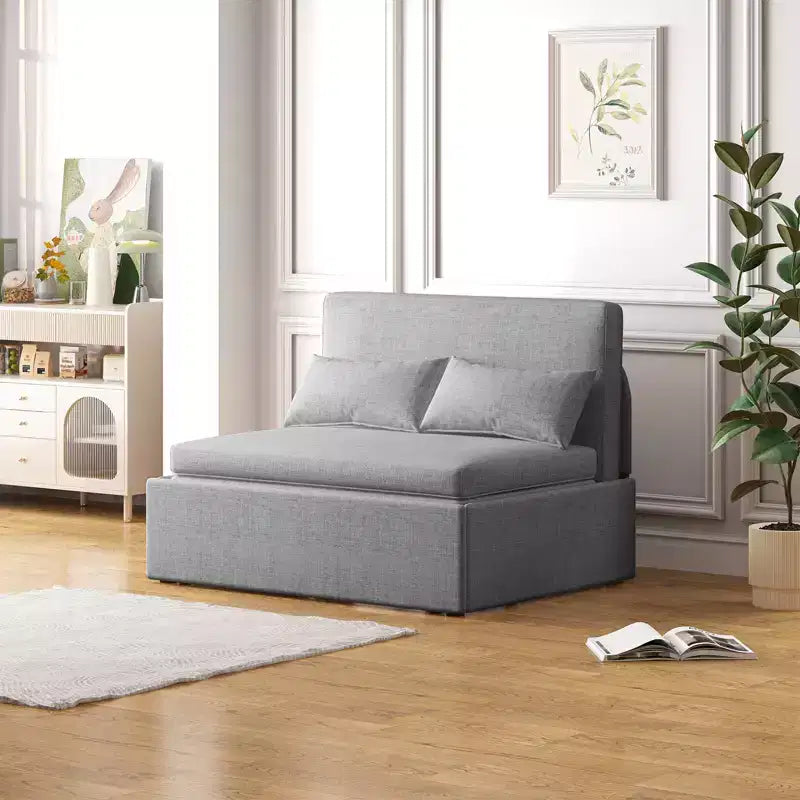 Canapé-lit Mjkone format simple, causeuse convertible 2 en 1 en lin avec coussins