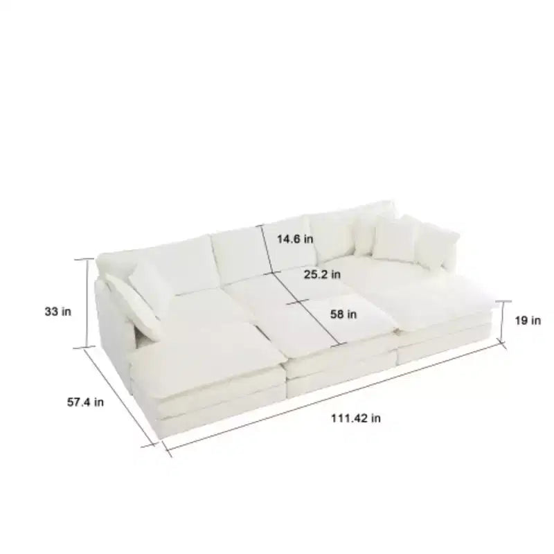 Sectionnel contemporain 3 pièces - Surdimensionné, assises profondes, style moderne